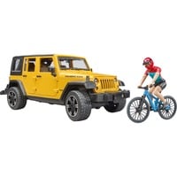 bruder Jeep Wrangler avec vélo tout-terrain et cycliste, Modèle réduit de voiture