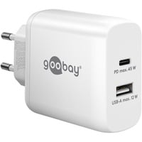 goobay USB-C PD Dual Fast Charger (45 W), Chargeur Blanc