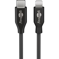 goobay 39428 câble Lightning 0,5 m Noir Noir, 0,5 m, Lightning, USB C, Mâle, Mâle, Noir