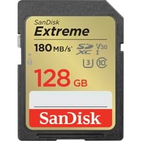 SanDisk Extreme 128 Go SDXC UHS-I Classe 10, Carte mémoire 128 Go, SDXC, Classe 10, UHS-I, 180 Mo/s, 90 Mo/s