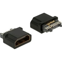 DeLOCK 65885 connecteur de fils HDMI-A Noir, Prise de courant Noir, HDMI-A, Noir, Or, 17,2 mm, 11,1 mm, 7,5 mm